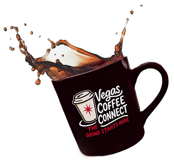 Vegas Coffee Connect Logo on a cup of coffee